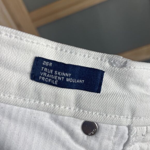Gap True Skinny White Jean High Waisted Flower Embroidered Size 26R - Picture 9 of 9